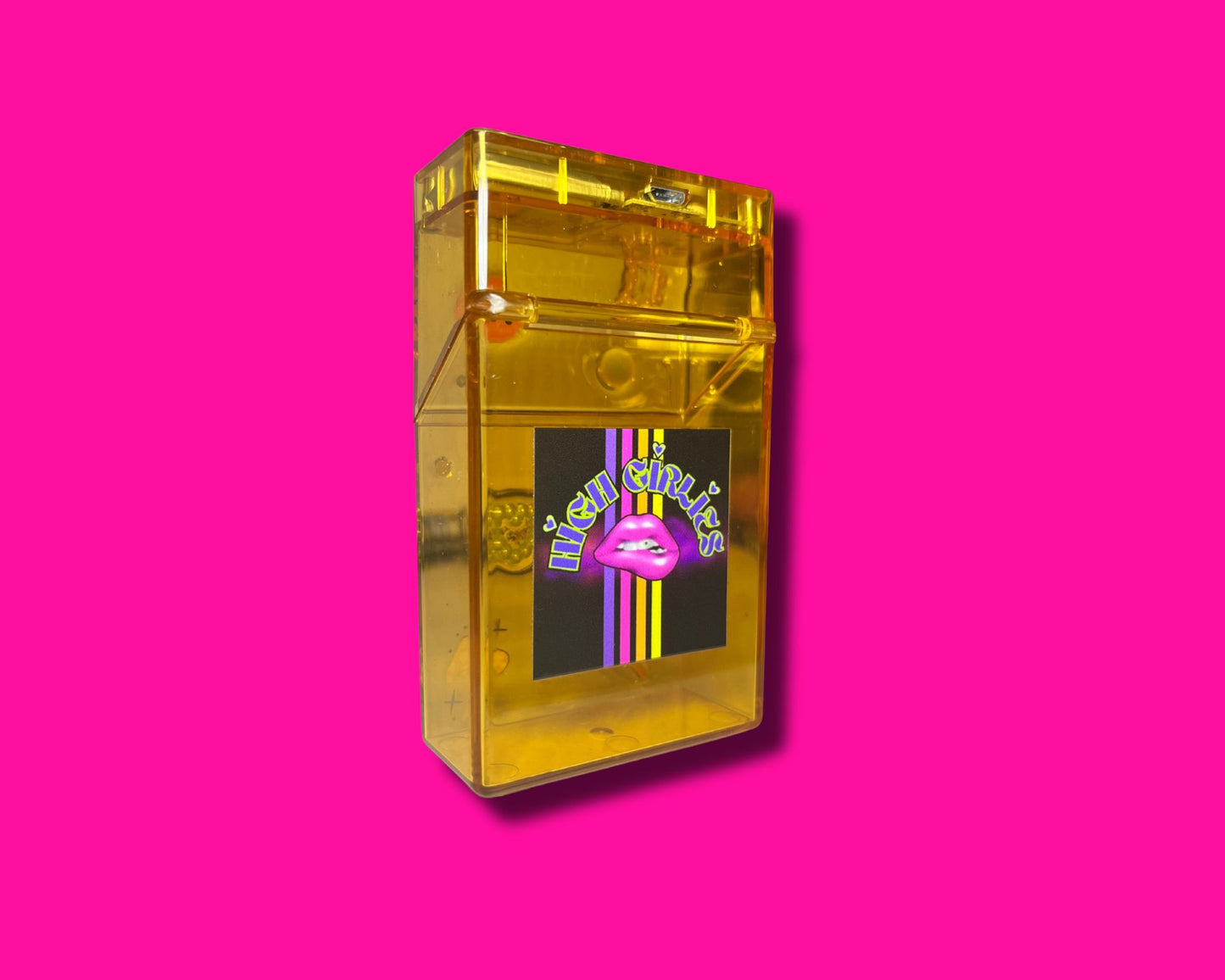 Smoke Case/ Holder - (Smiley Edition - Orange Clear) - USB Lighter