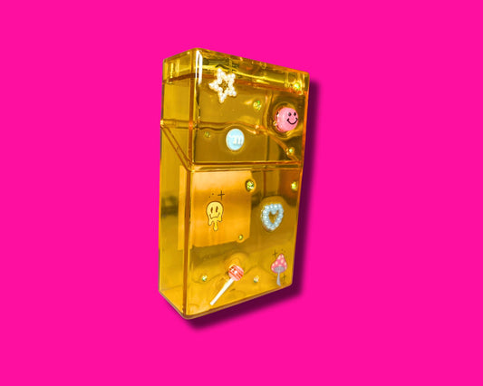 Smoke Case/ Holder - (Smiley Edition - Orange Clear) - USB Lighter