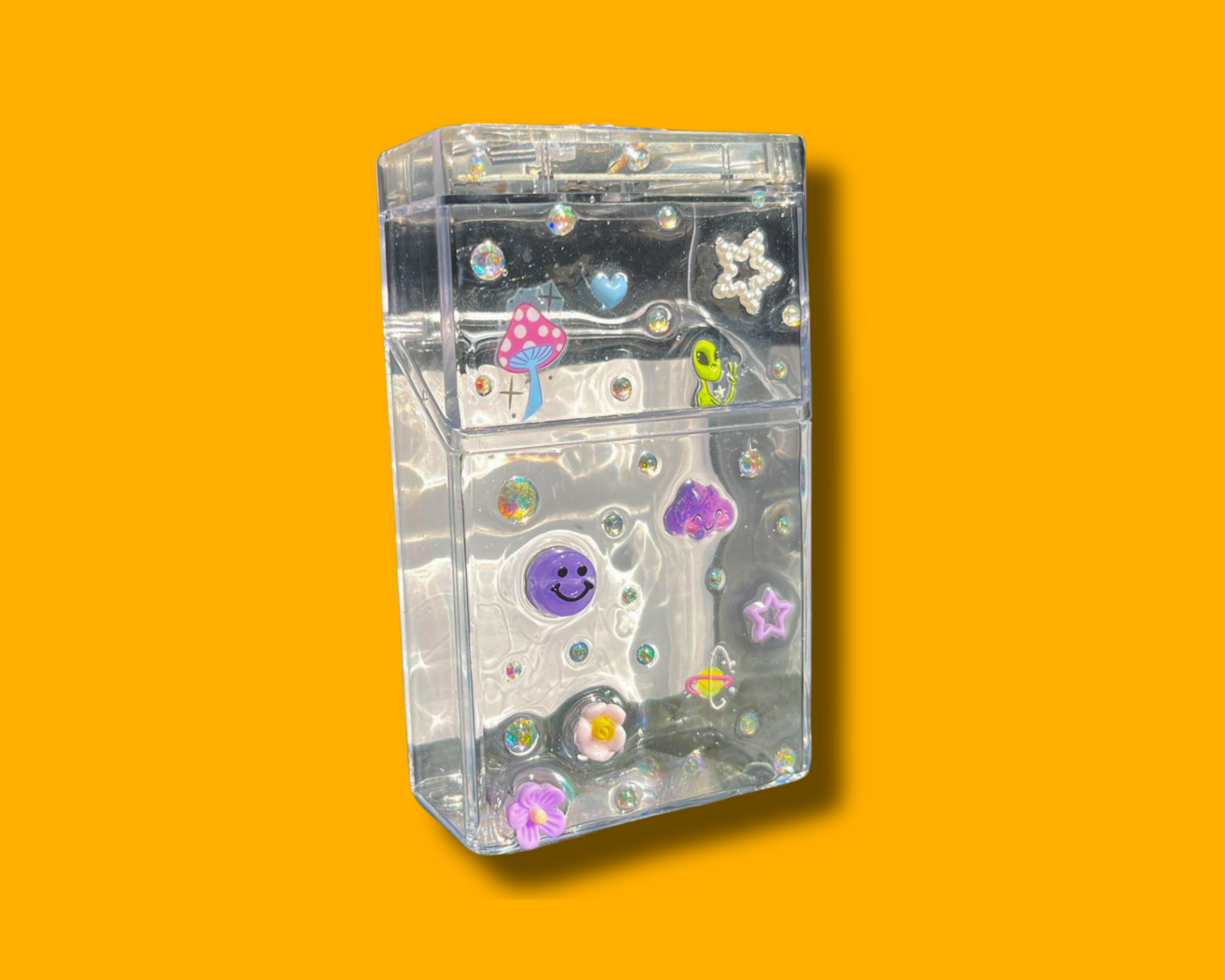 Smoke Case/ Holder - (Hippy Chick Edition - Clear) - USB Lighter